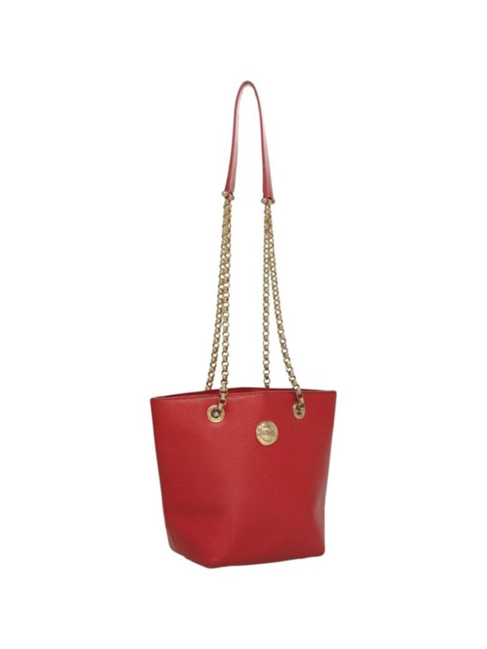 Chloe Chain Shoulder Bag Leather Red Gold